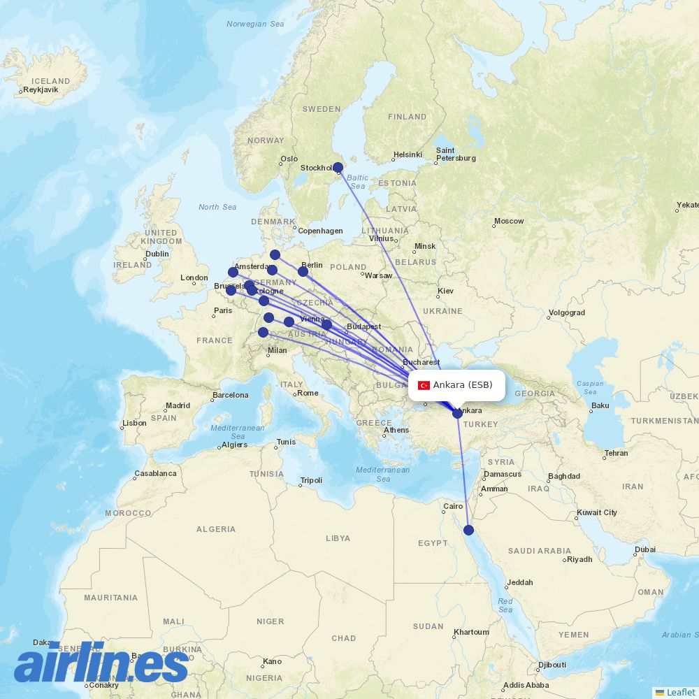 SunExpress at ESB route map