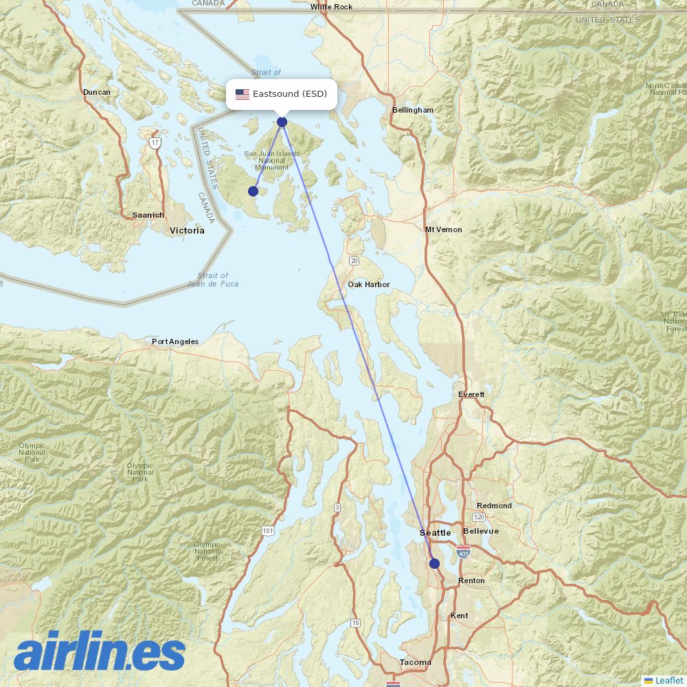 Kenmore Air at ESD route map