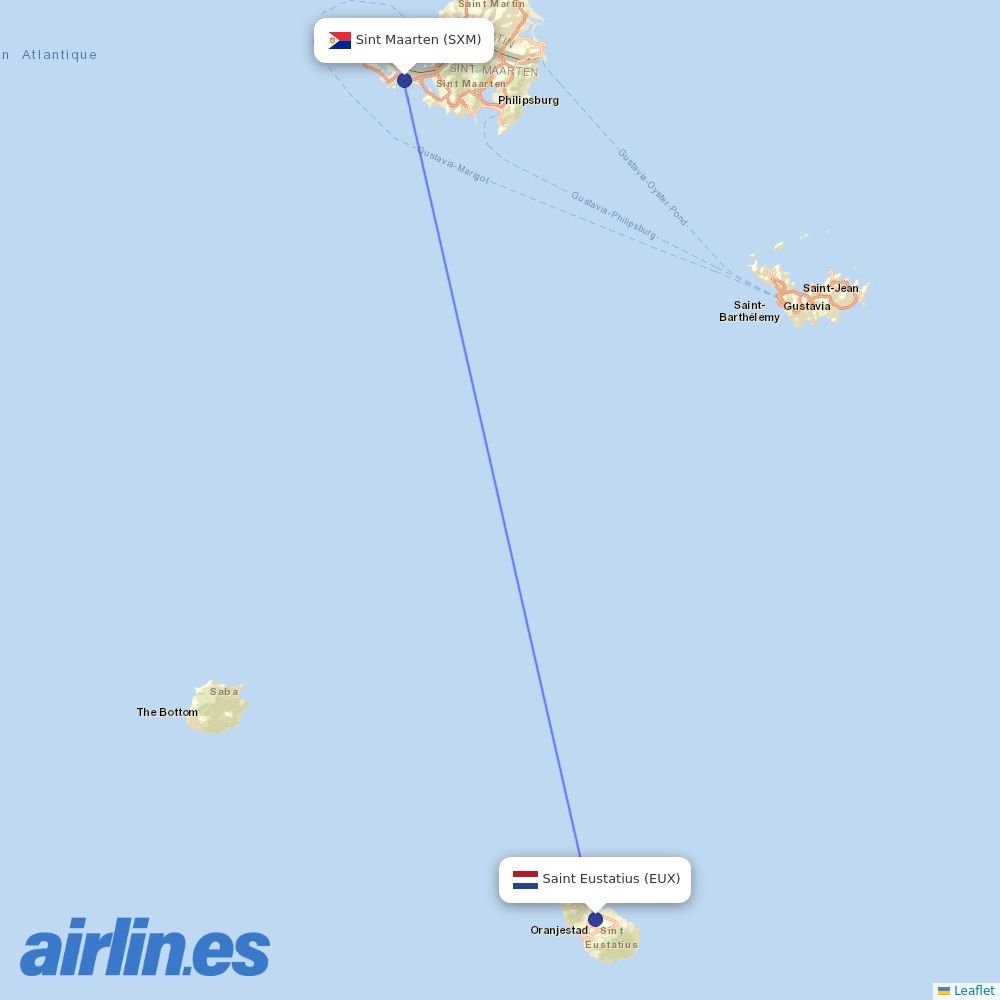 Winair at EUX route map