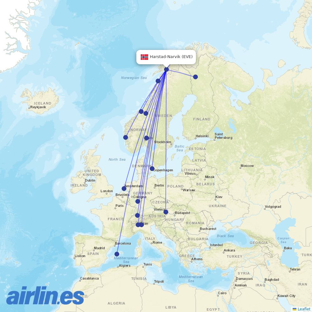 DAT from Harstad-Narvik destination map