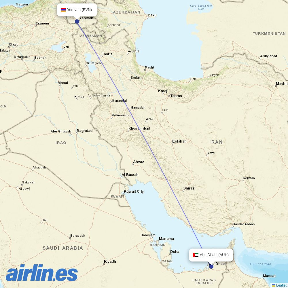 Air Arabia Abu Dhabi at EVN route map