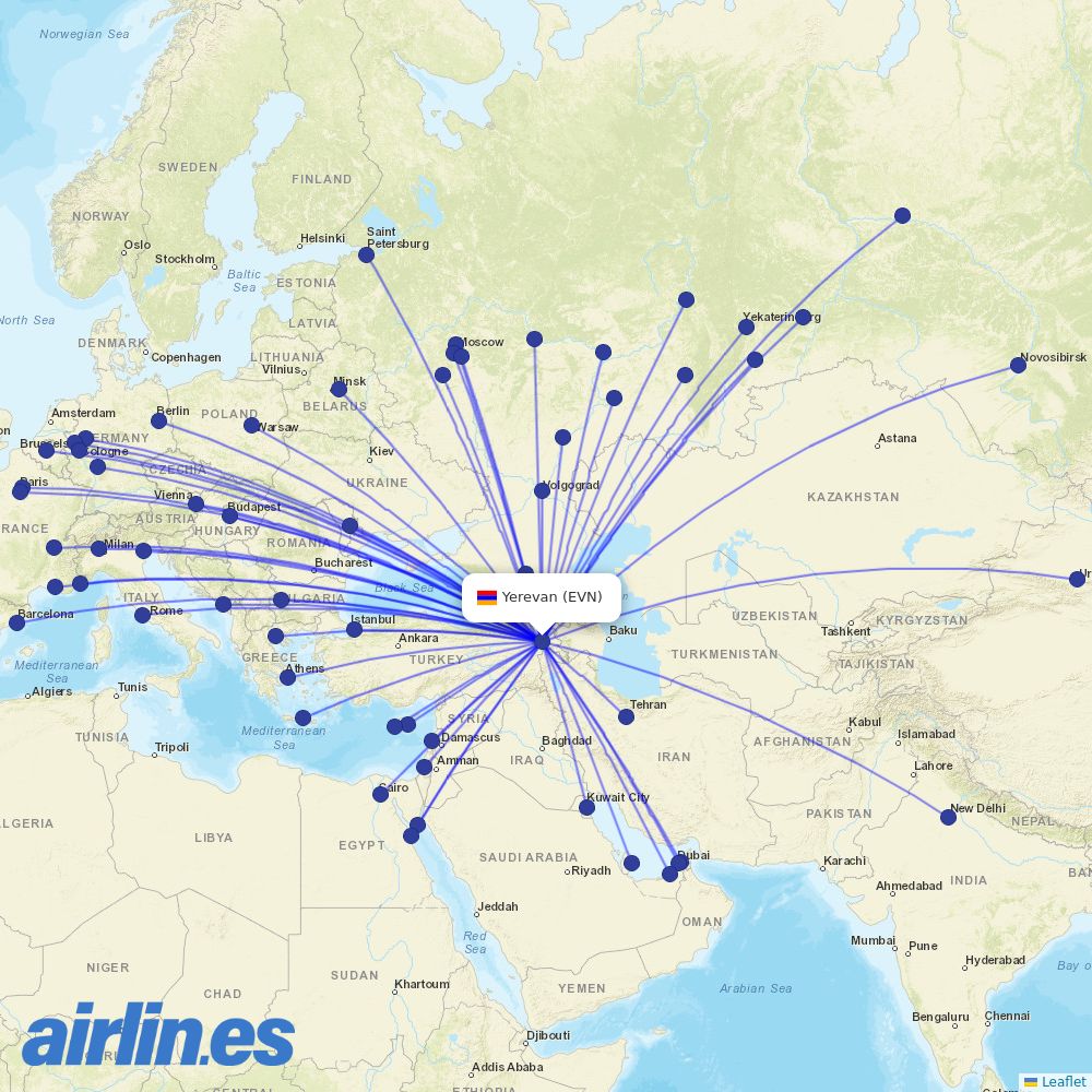 Fly One at EVN route map