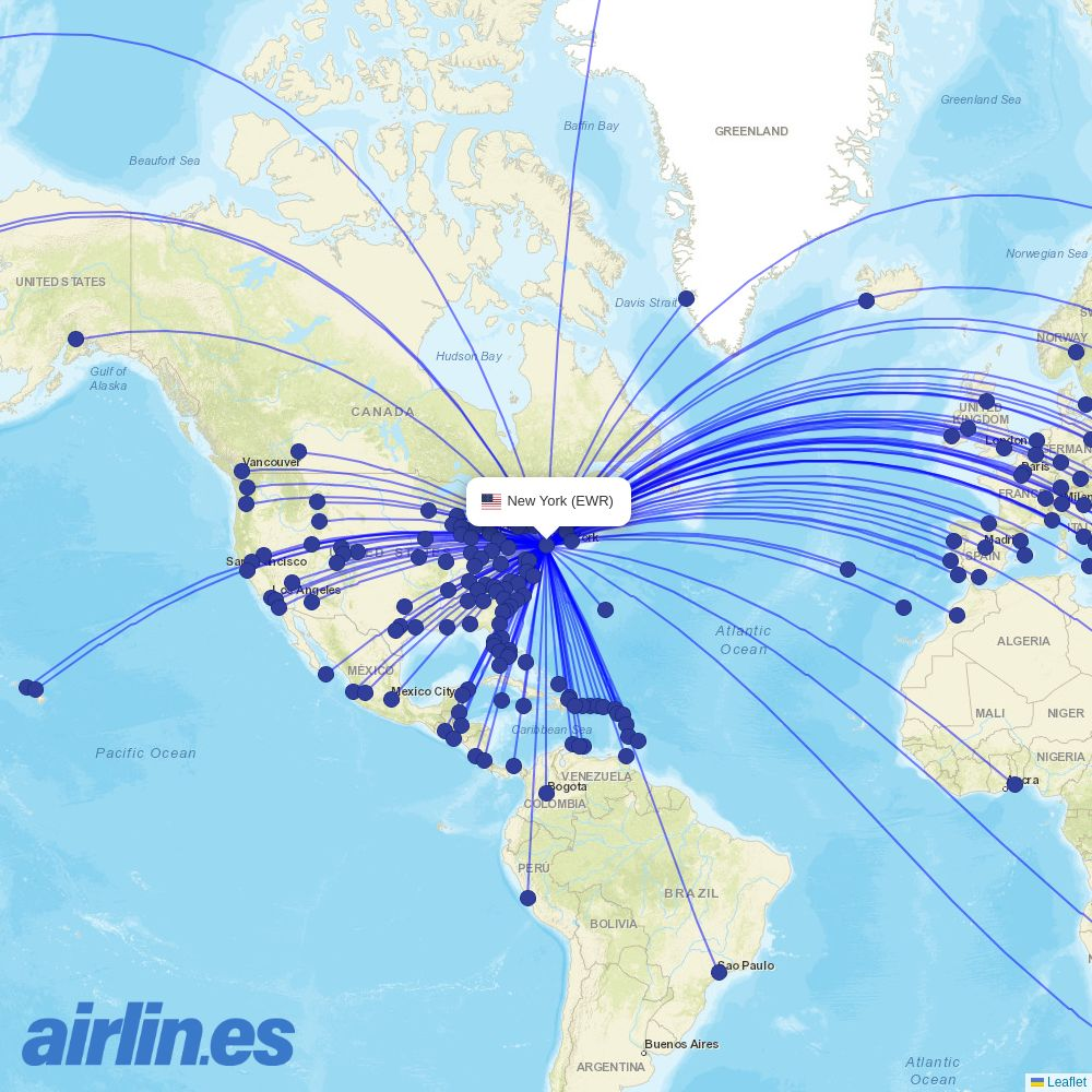 Air Premia at EWR route map