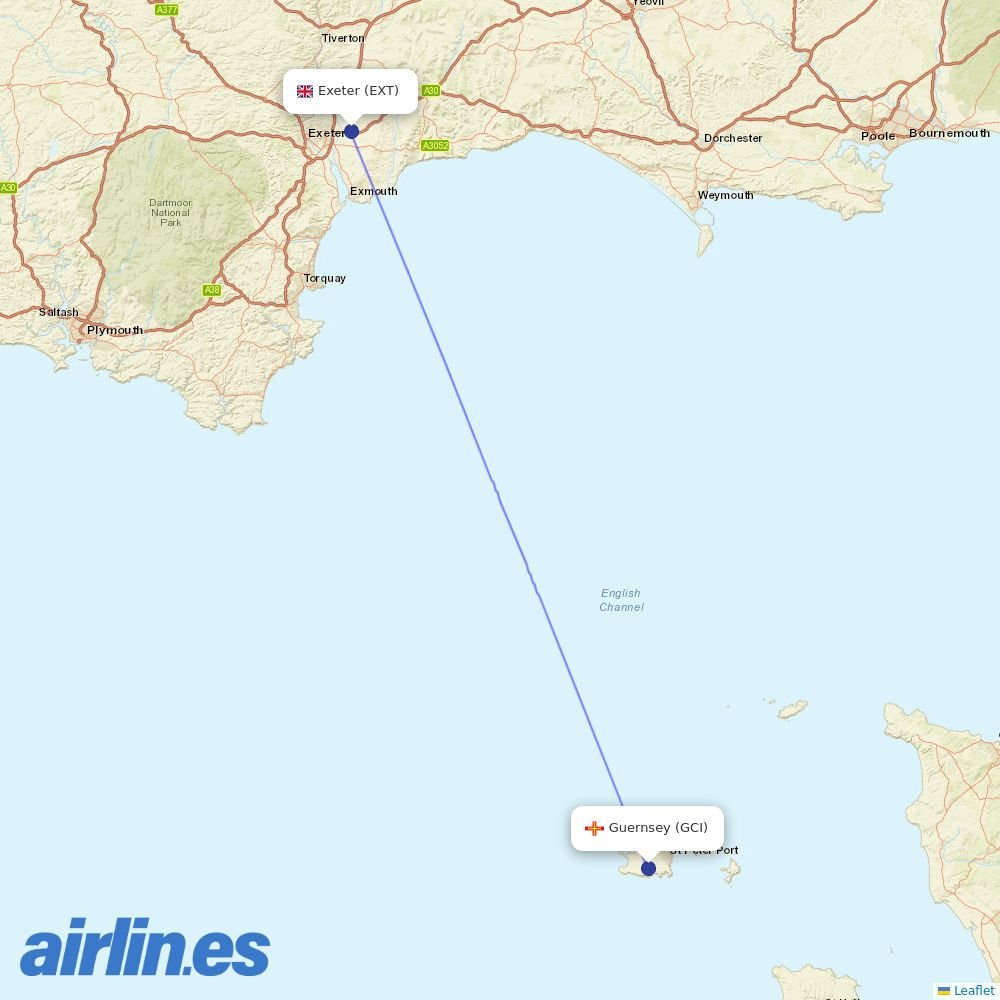Aurigny at EXT route map