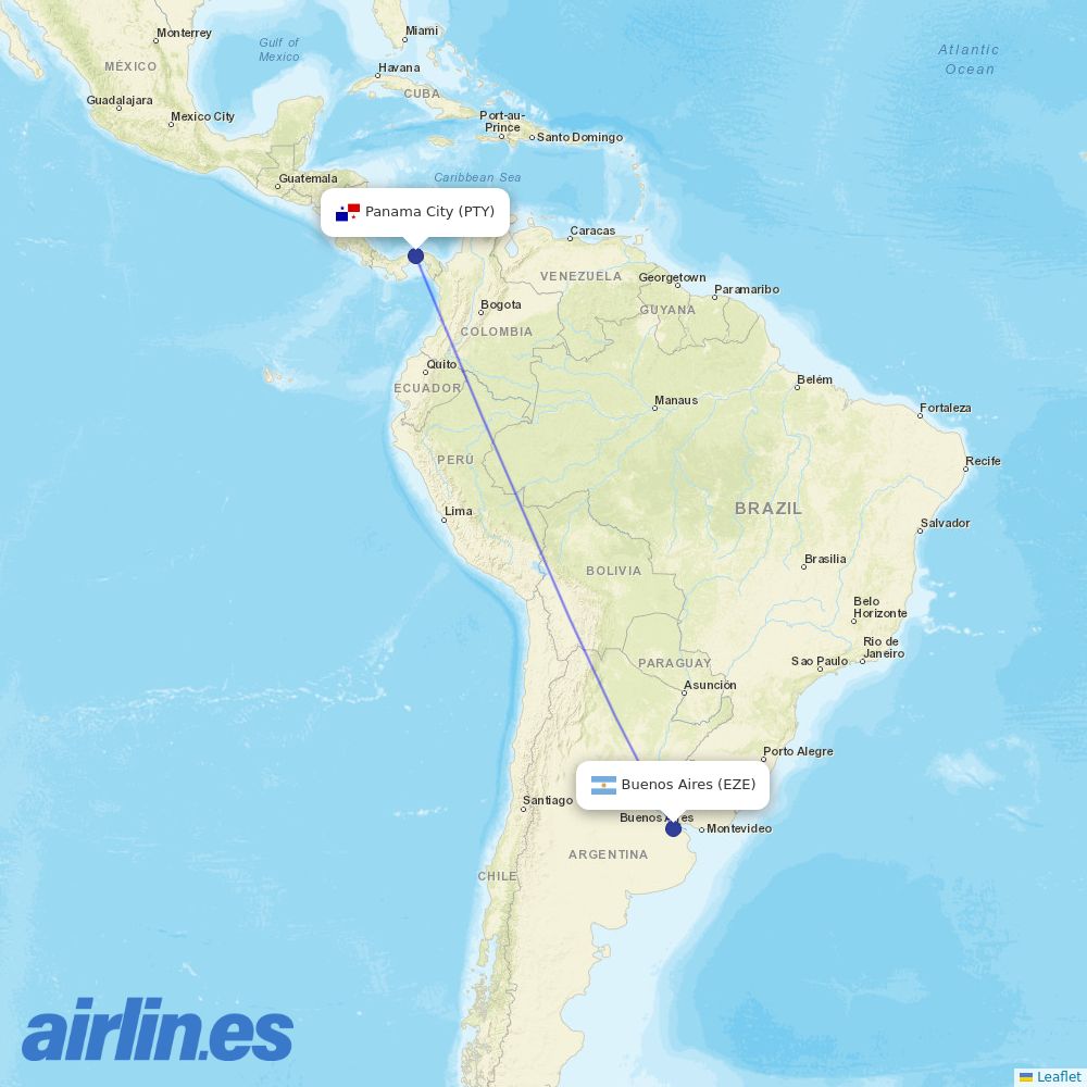 Copa Airlines at EZE route map