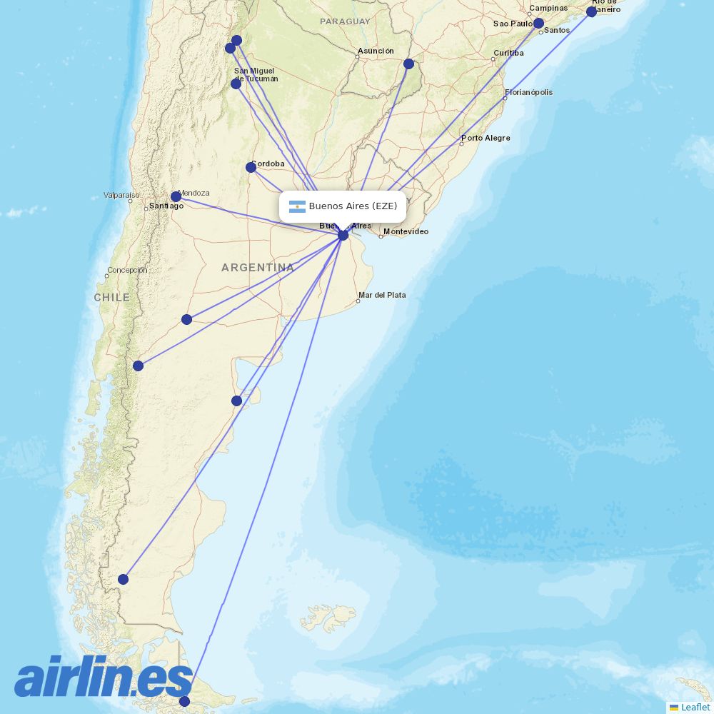 Felix Airways from Ministro Pistarini International Airport destination map