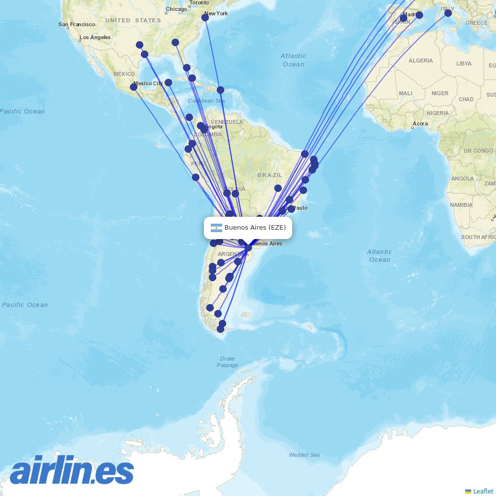 LATAM Airlines from Ministro Pistarini International Airport destination map