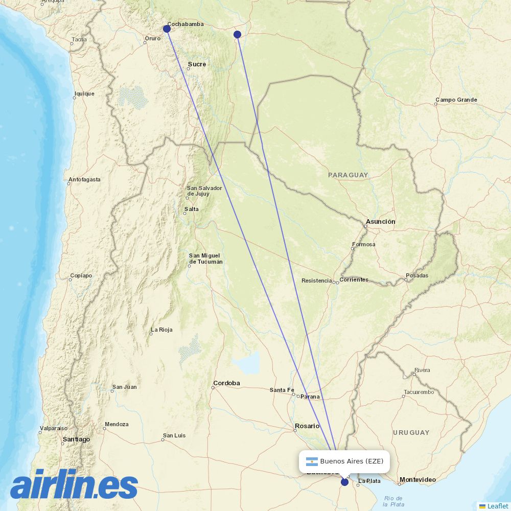 BoA at EZE route map