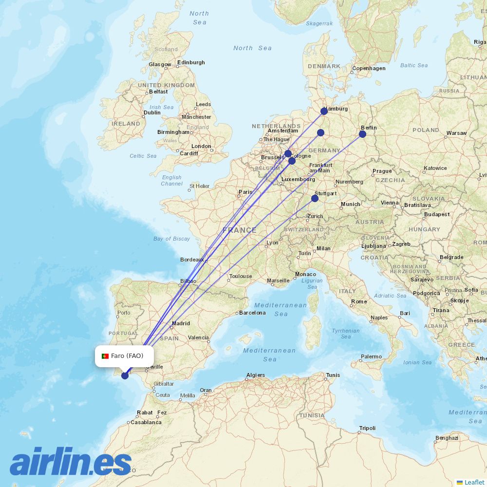 Eurowings from Faro Airport destination map