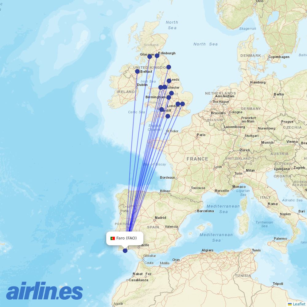 Jet2 at FAO route map