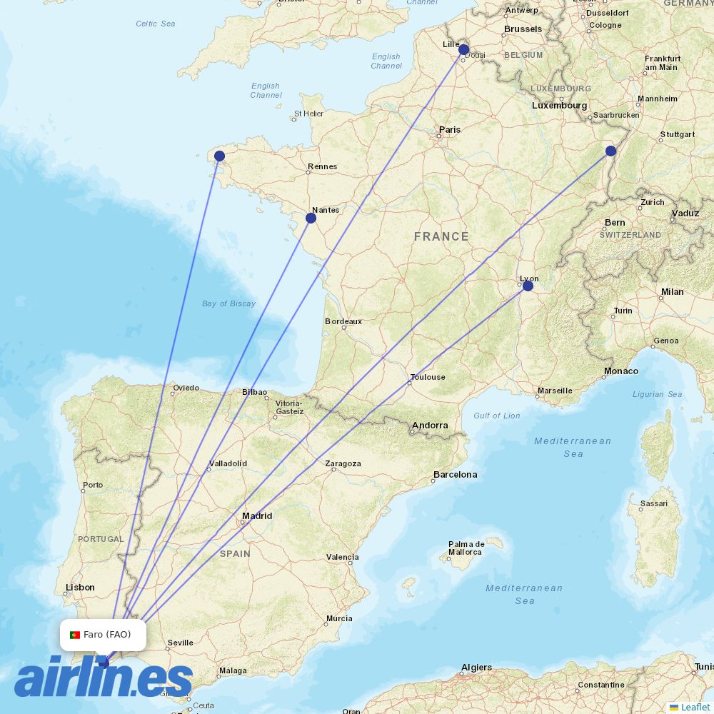 Volotea from Faro Airport destination map