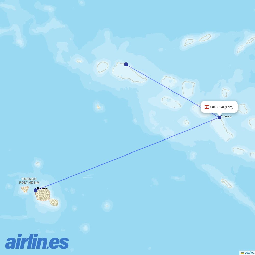 Air Moana from Fakarava destination map