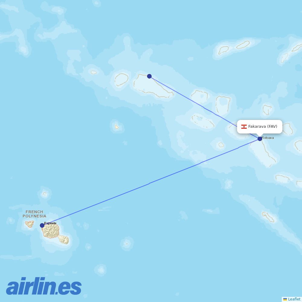 Air Tahiti from Fakarava destination map