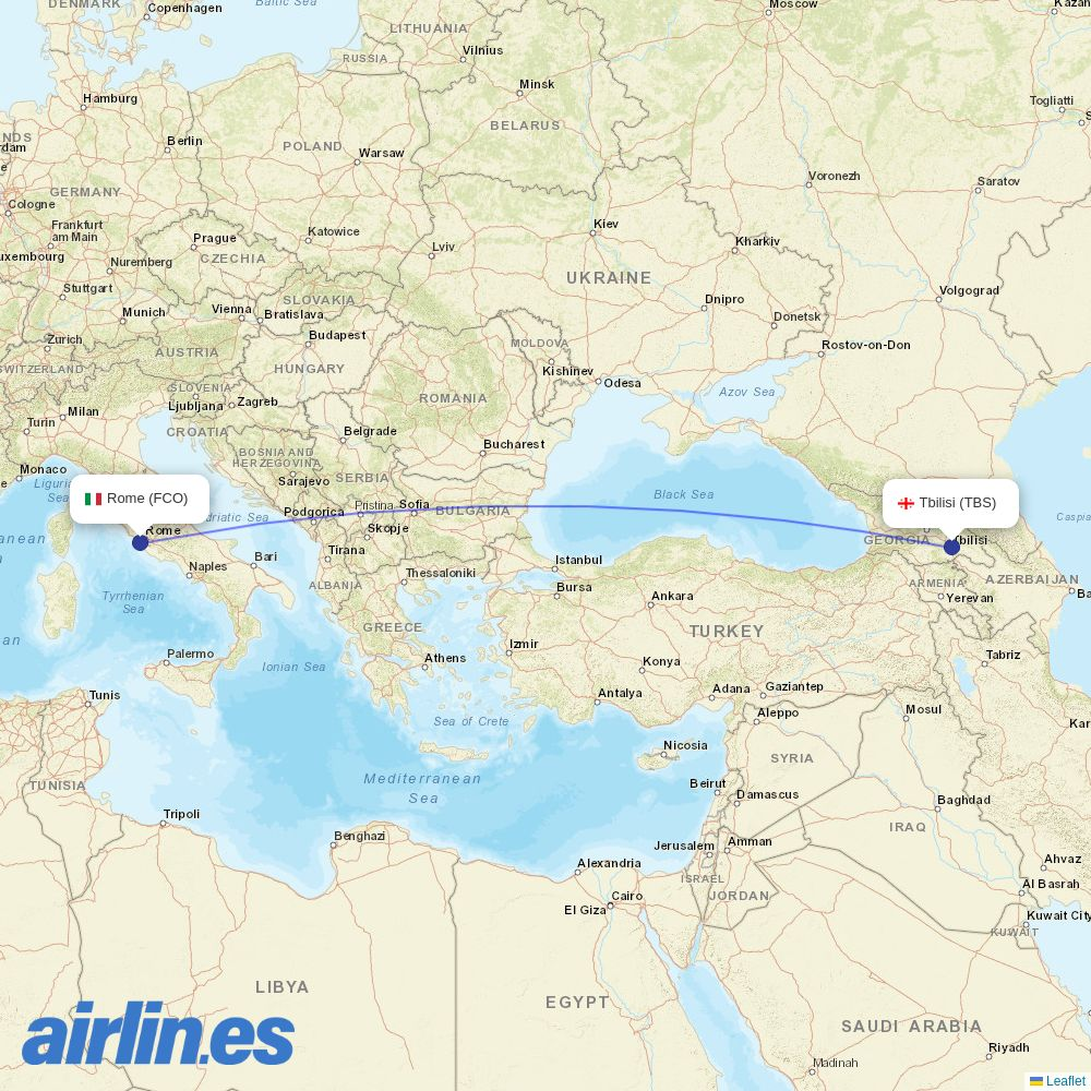 Georgian Airways at FCO route map