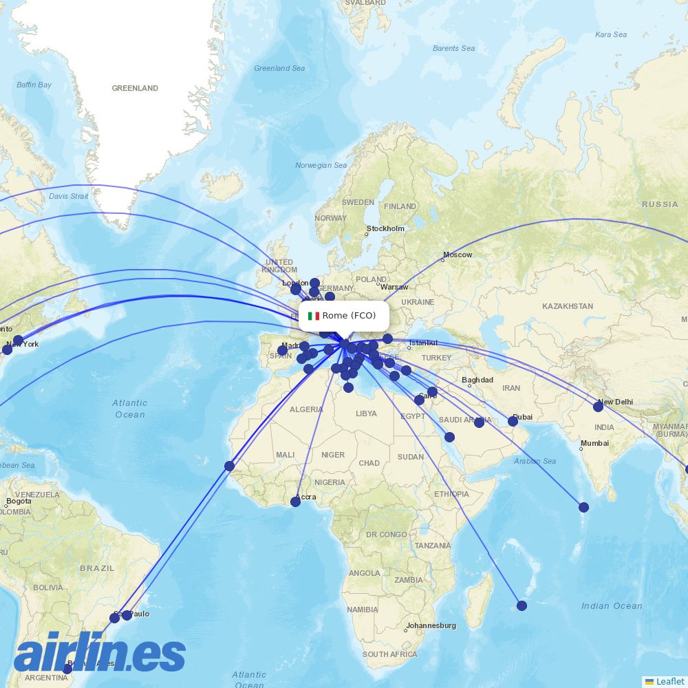 ITA Airways at FCO route map