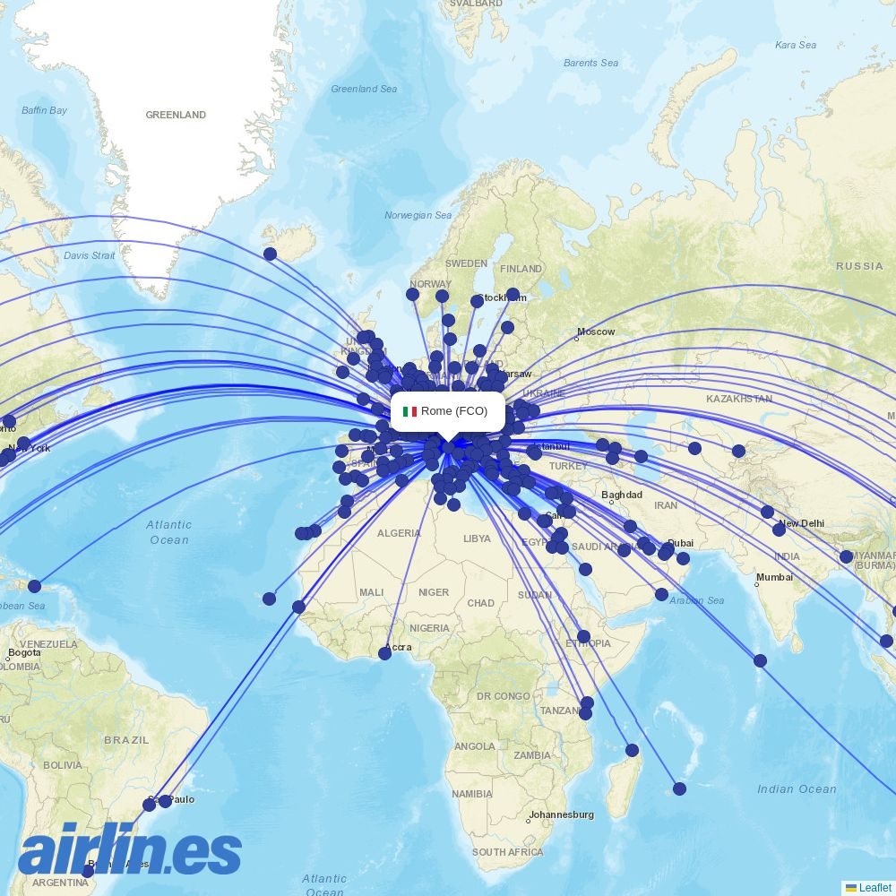Sky Alps at FCO route map