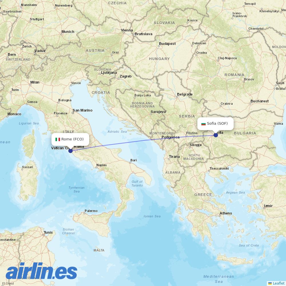 Bulgaria Air at FCO route map
