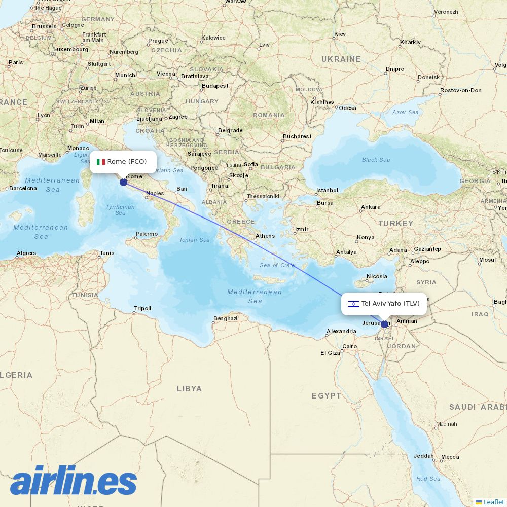 El Al at FCO route map