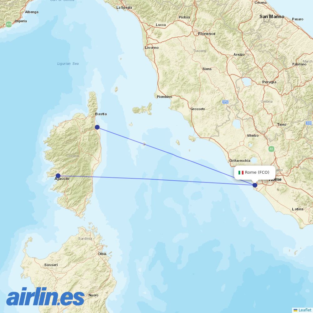 Air Corsica at FCO route map