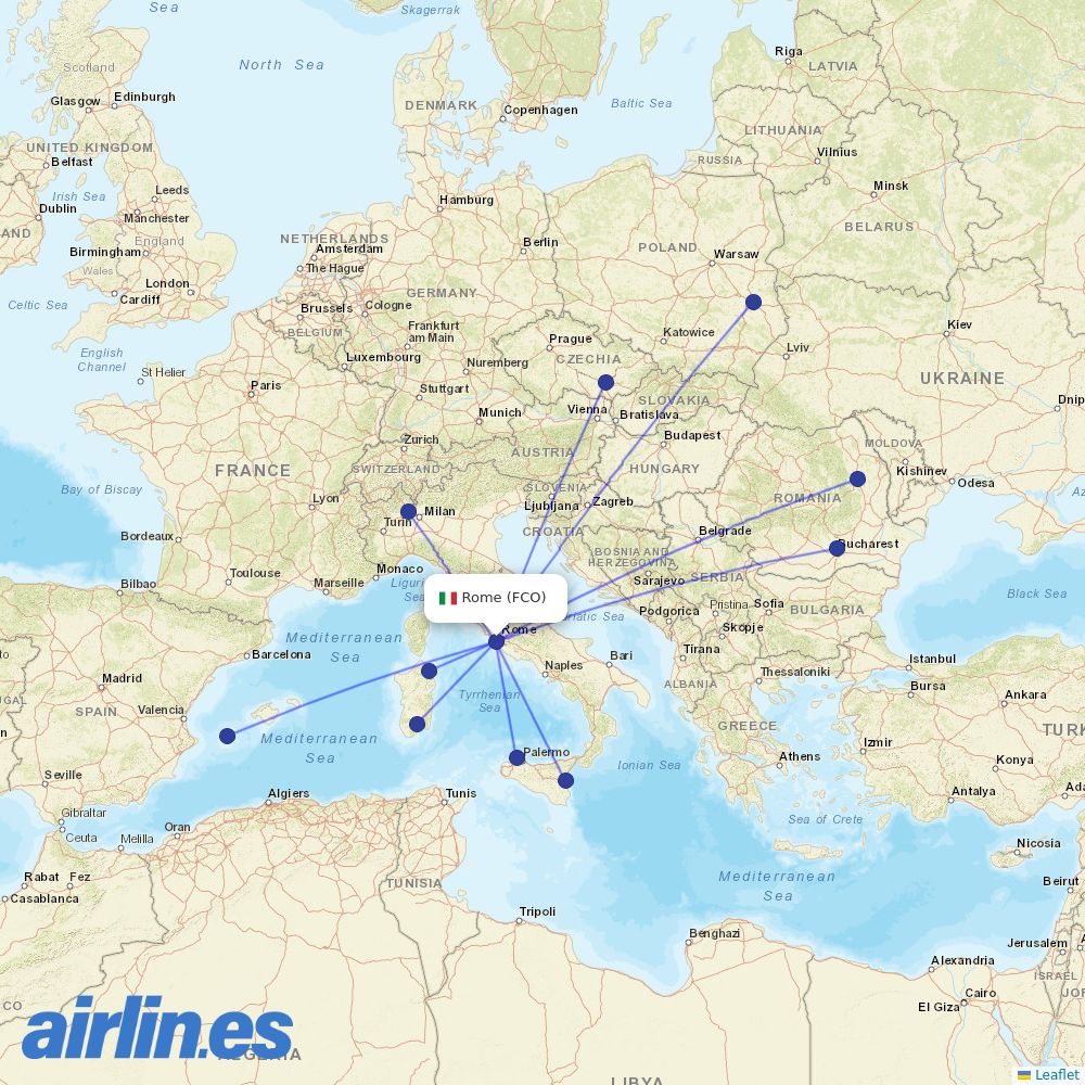 AeroItalia at FCO route map