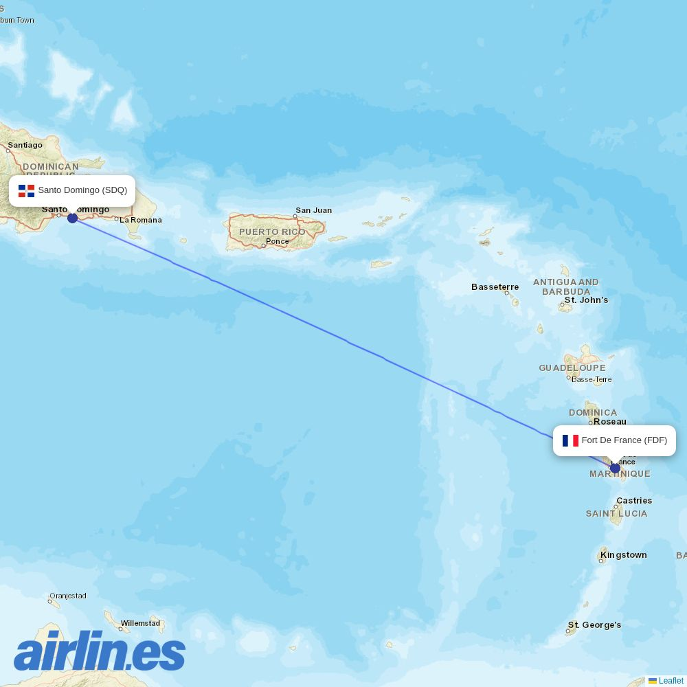 SKYhigh Dominicana at FDF route map