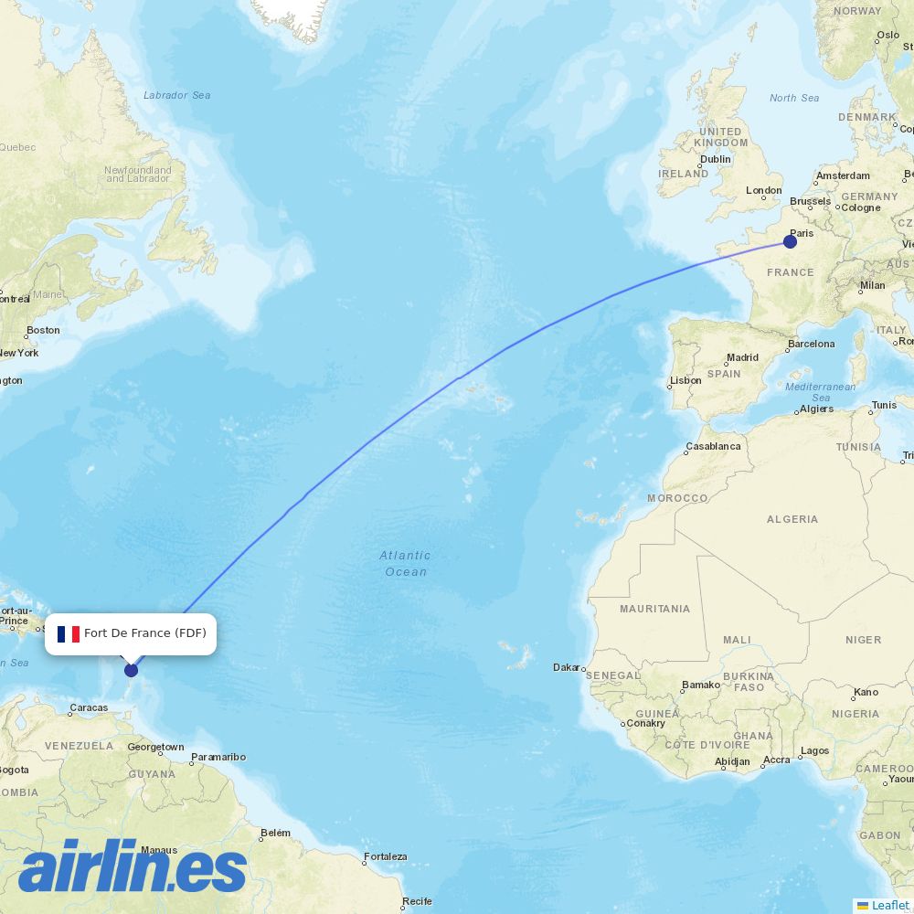 Air Caraibes at FDF route map