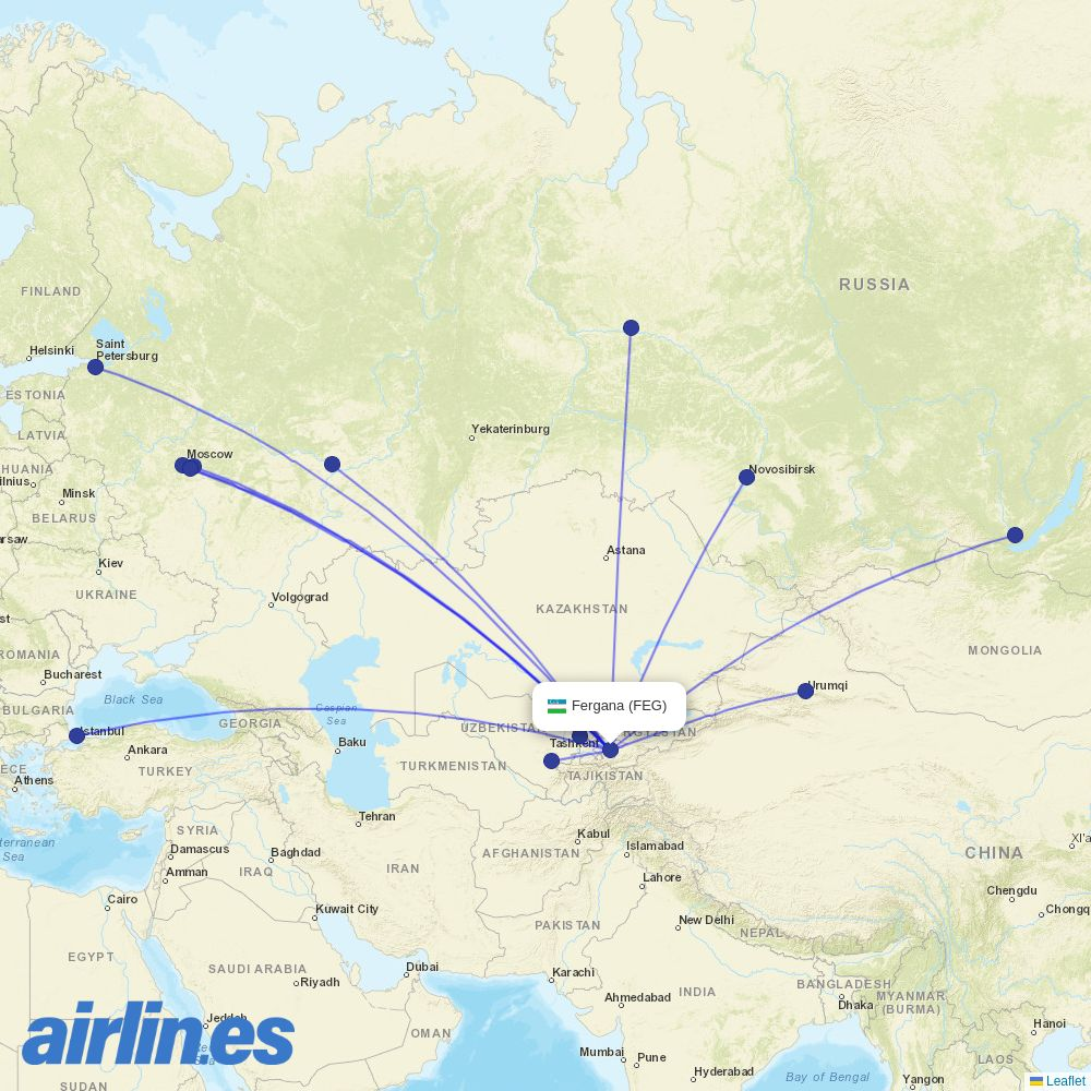 Taban Air at FEG route map