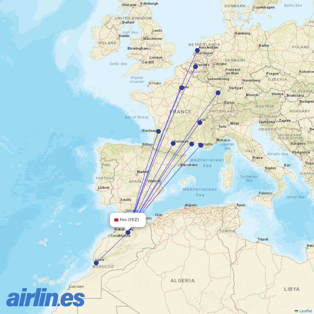 Air Arabia Maroc at FEZ route map