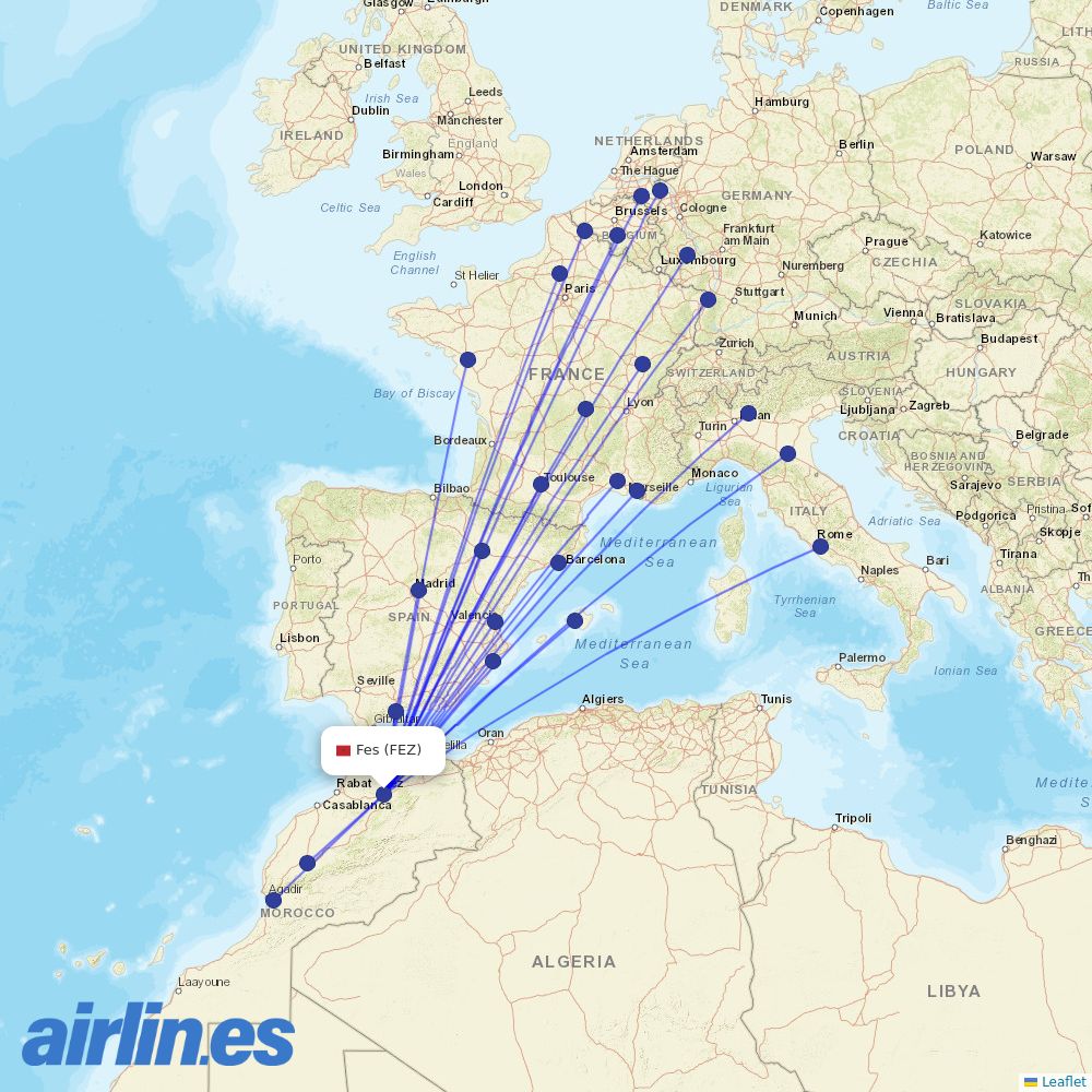Ryanair from Saiss destination map