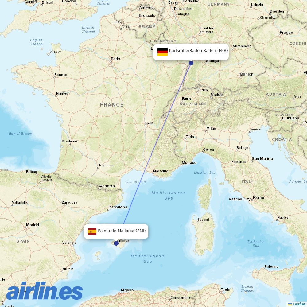 Eurowings from Karlsruhe/Badern Baden destination map