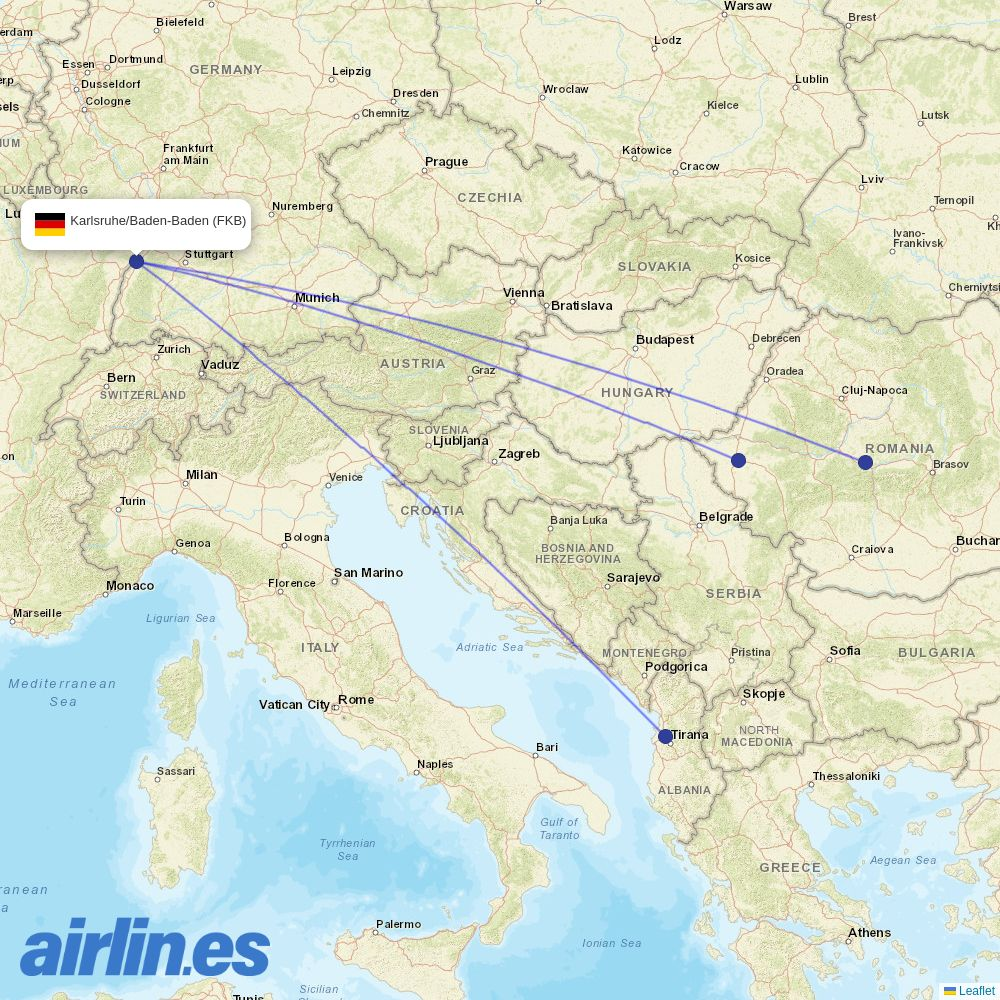 Wizz Air Malta from Karlsruhe/Badern Baden destination map