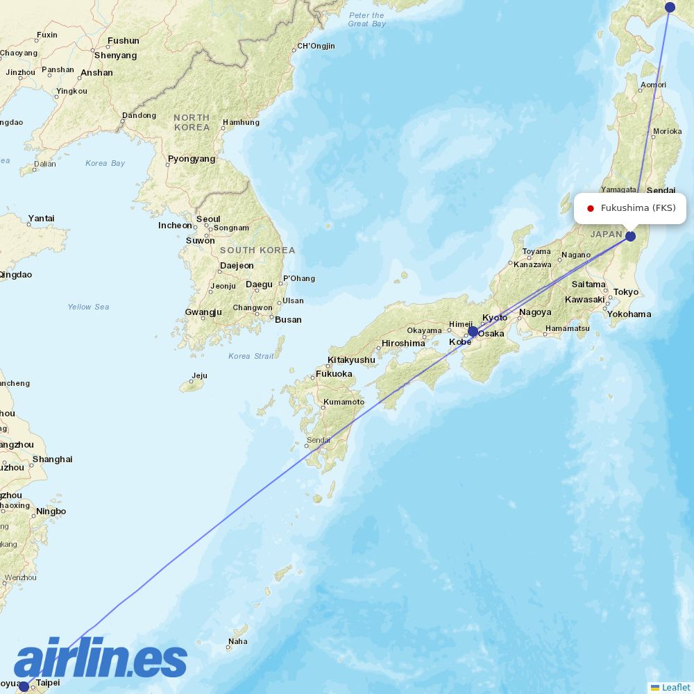 ANA from Fukushima destination map