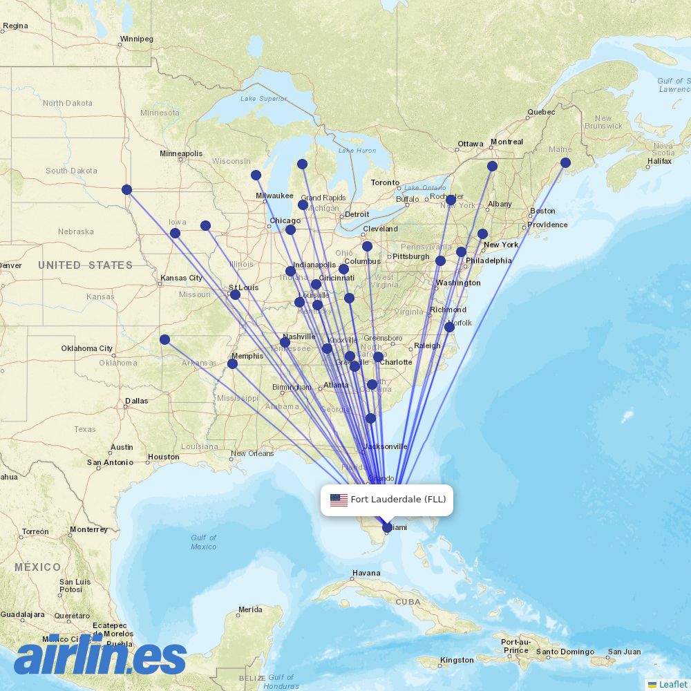 Allegiant at FLL route map