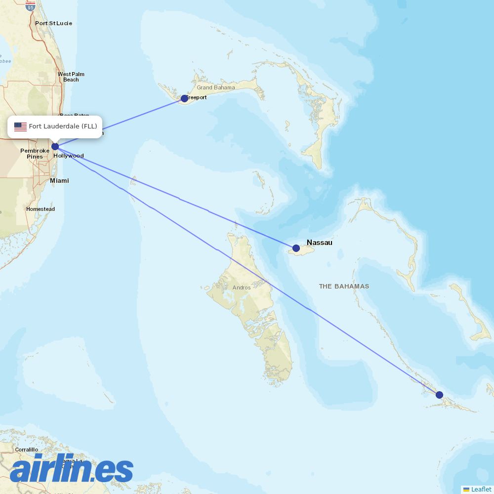 Bahamasair at FLL route map