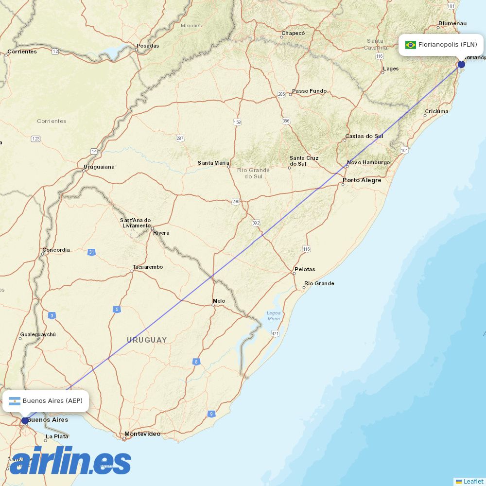 Felix Airways from Hercilio Luz destination map