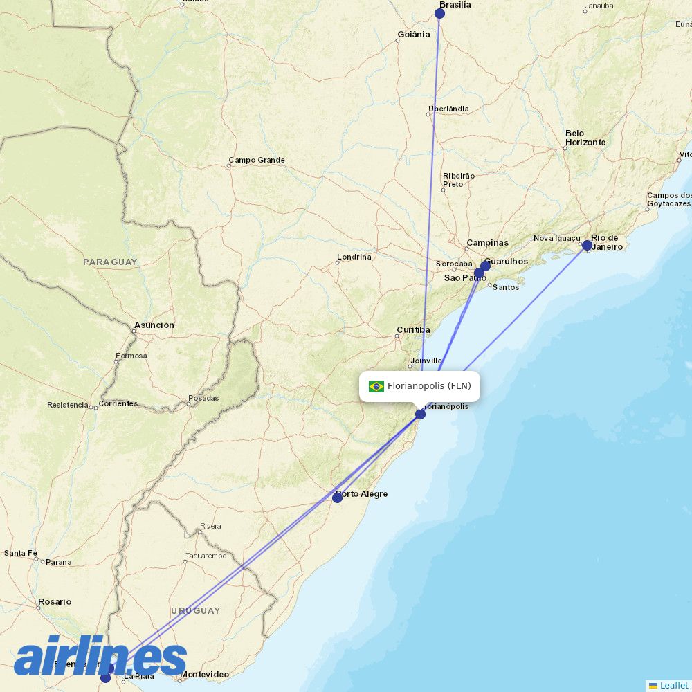 Gol at FLN route map