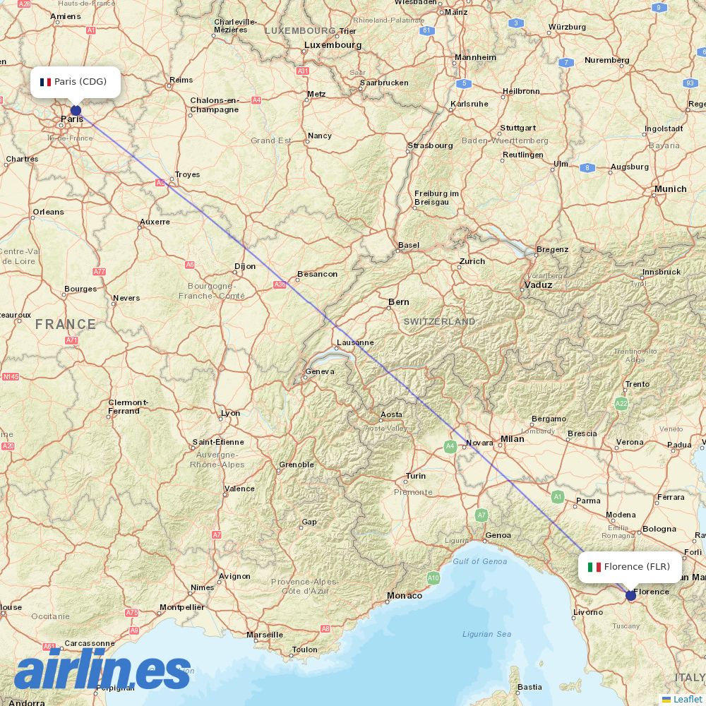 Air France at FLR route map