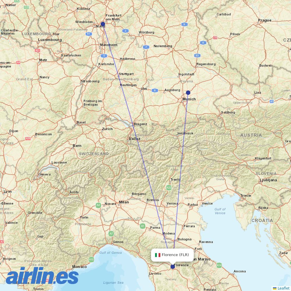 Air Dolomiti at FLR route map