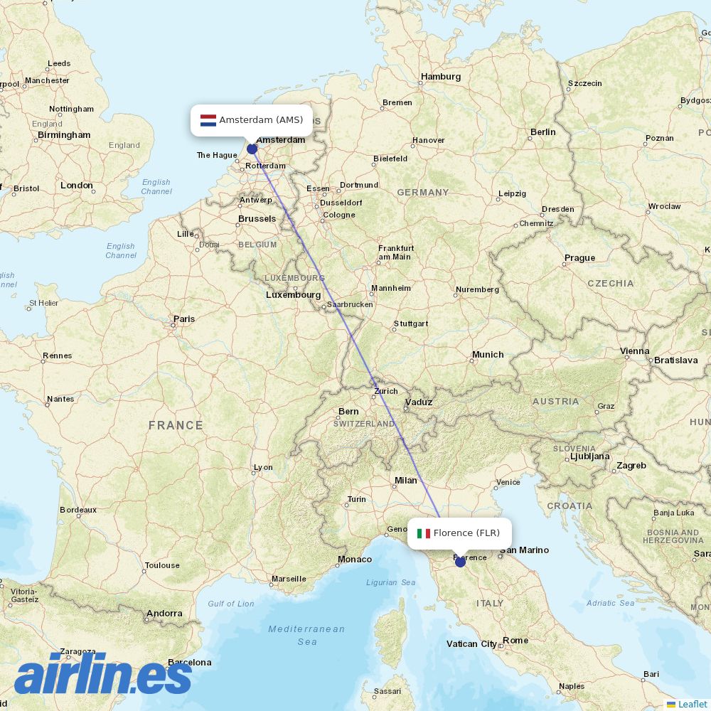 KLM at FLR route map