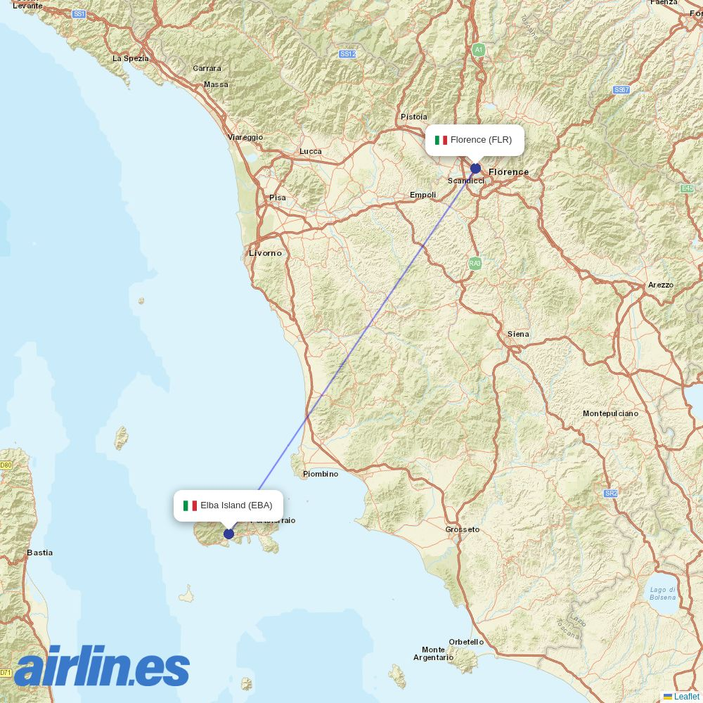 Polar Airlines from Peretola destination map