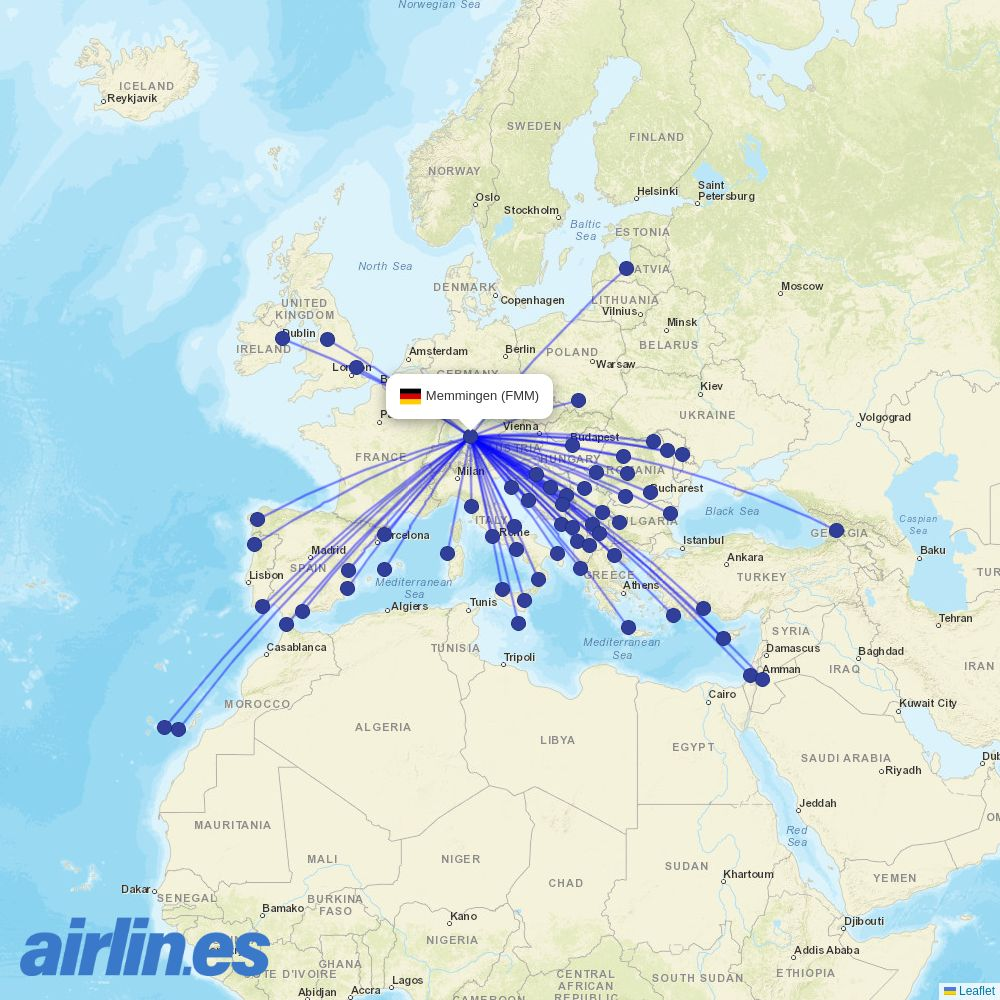 SunExpress from Memmingen Airport destination map
