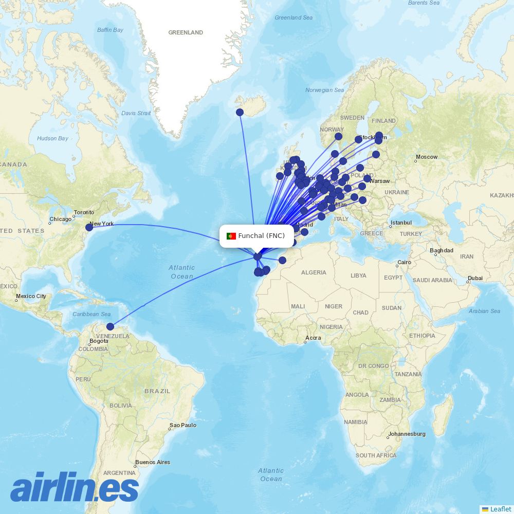 Eurowings from Madeira Airport destination map