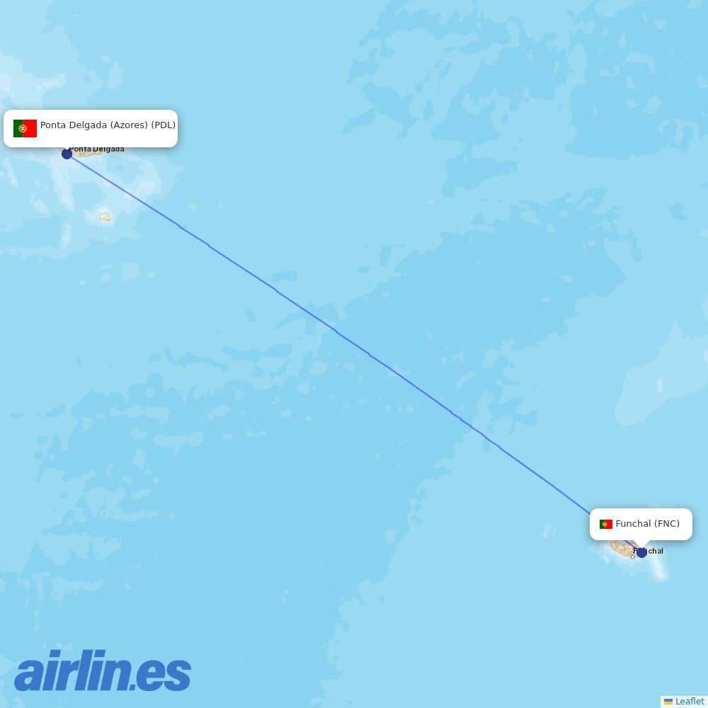 Azores Airlines at FNC route map