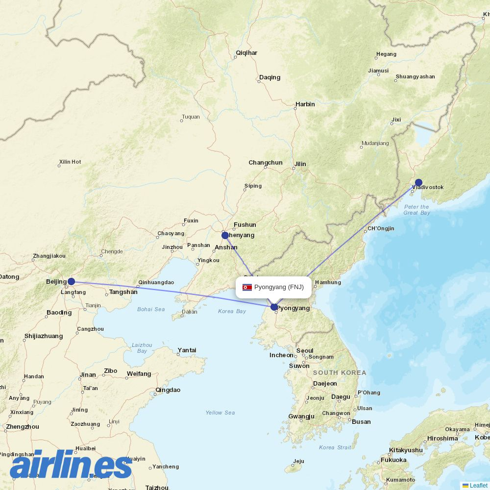 Air Koryo at FNJ route map