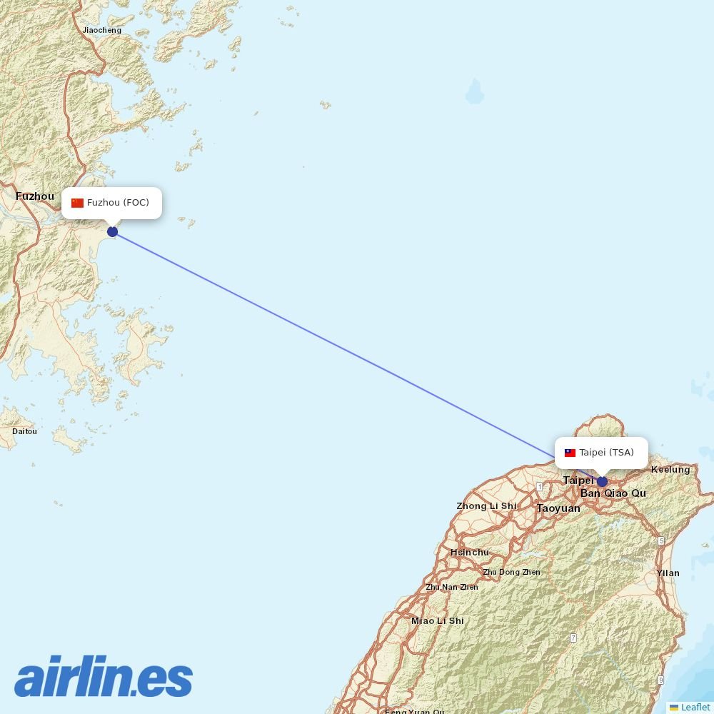 Mandarin Airlines at FOC route map