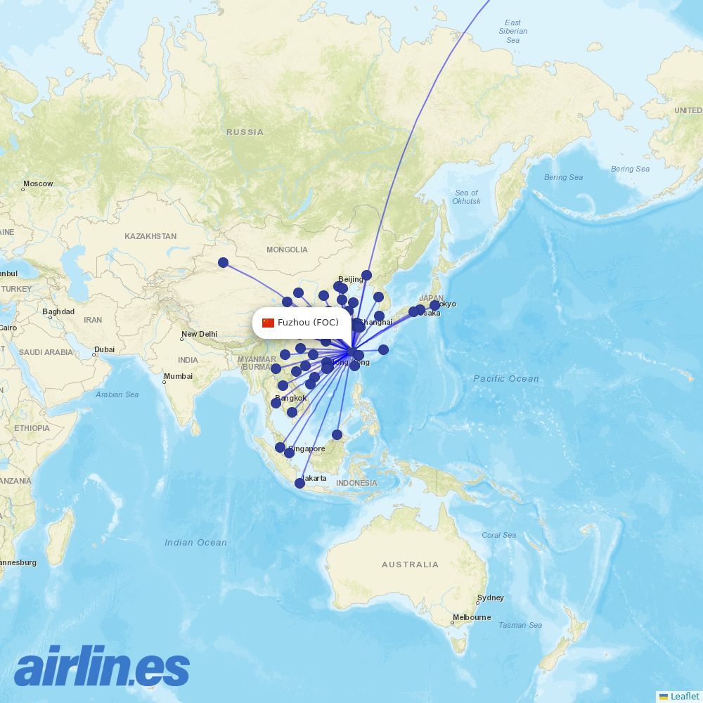 XiamenAir at FOC route map