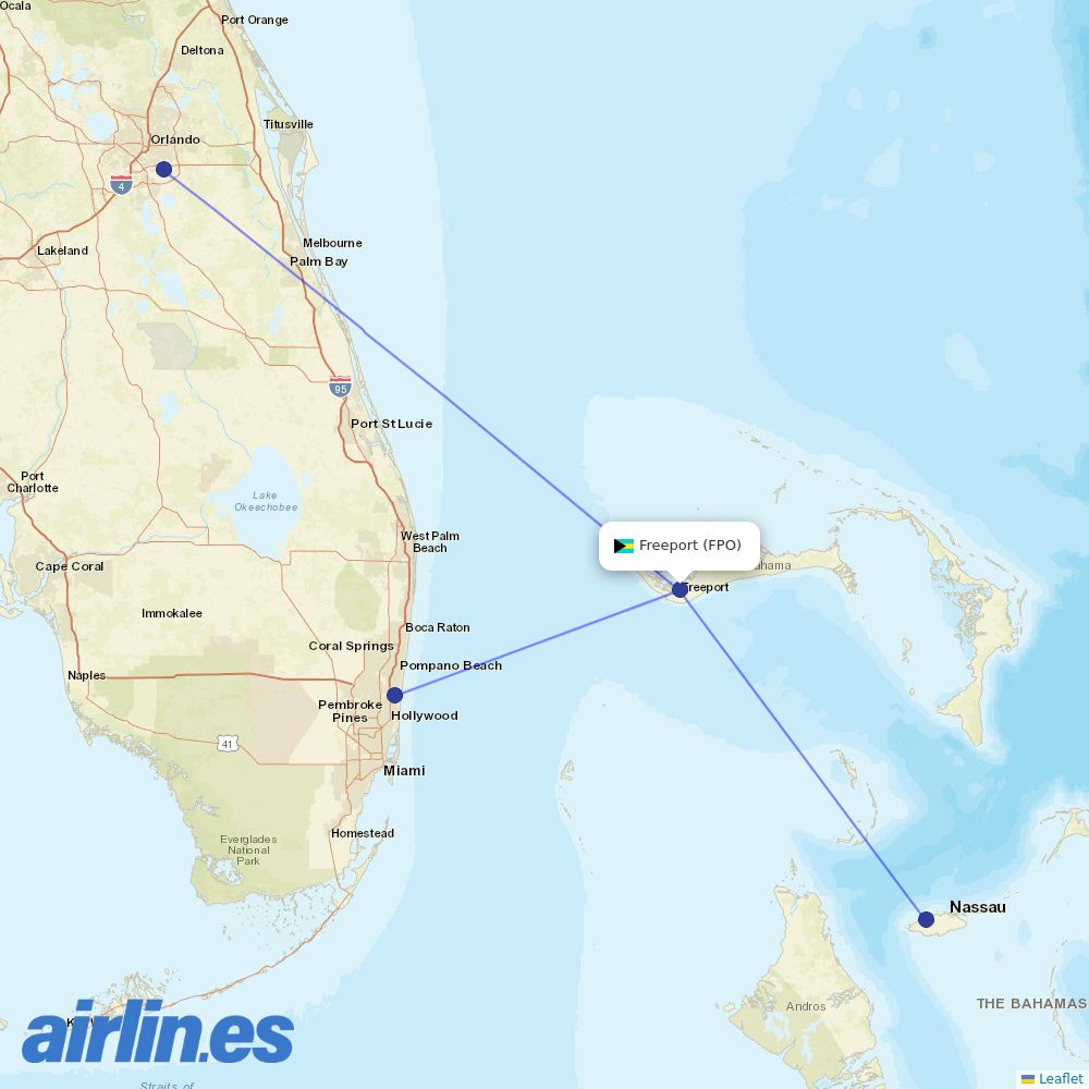Bahamasair at FPO route map