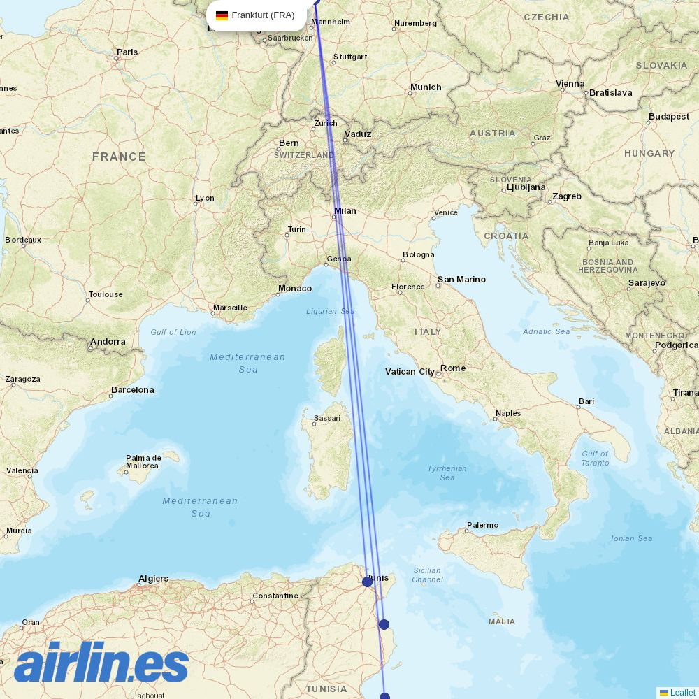 Nouvelair at FRA route map