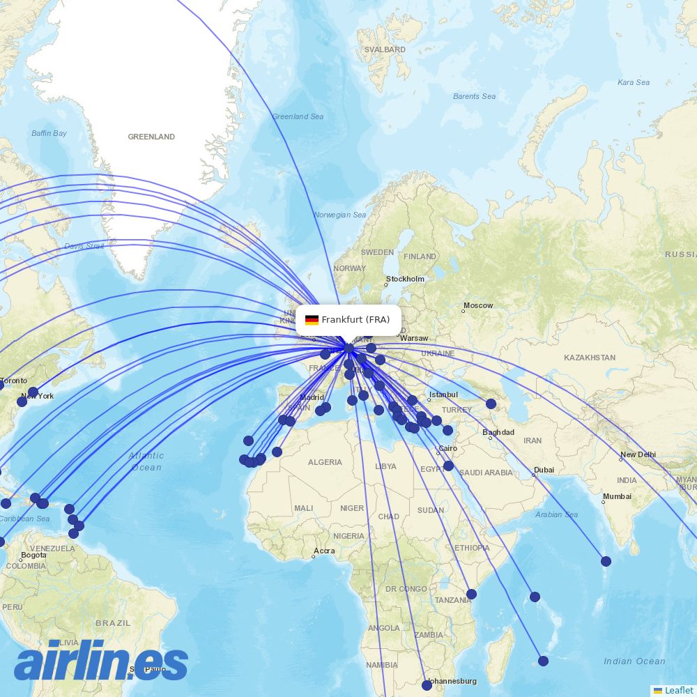 Condor from Frankfurt Airport destination map