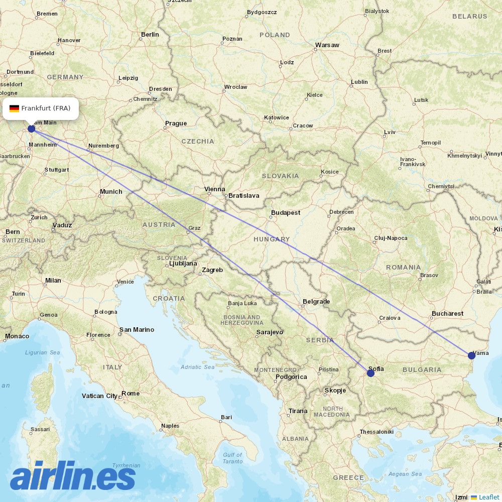 Bulgaria Air at FRA route map